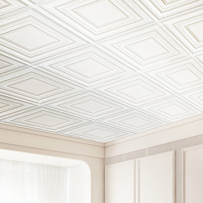 Ceiling Tiles 12-Pack 24 x 24 in PVC Easy Installation White Peg Pattern V952-THBZPVCB12J20JVLNV0