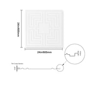 Ceiling Tiles 12-Pack 24 x 24 in PVC Easy Installation White Echo Pattern V952-THBZPVCB12J29DDRKV0