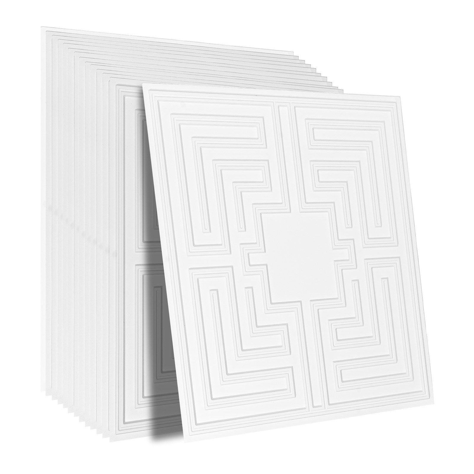 Ceiling Tiles 12-Pack 24 x 24 in PVC Easy Installation White Echo Pattern V952-THBZPVCB12J29DDRKV0