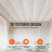 Ceiling Tiles 12-Pack 24 x 24 in PVC Easy Installation White Geometric V952-THBZPVCB12J2BINQSV0