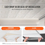 Ceiling Tiles 12-Pack 24 x 24 in PVC Easy Installation White Geometric V952-THBZPVCB12J2BINQSV0