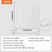 Ceiling Tiles 12-Pack 24 x 24 in PVC Easy Installation White Geometric V952-THBZPVCB12J2BINQSV0