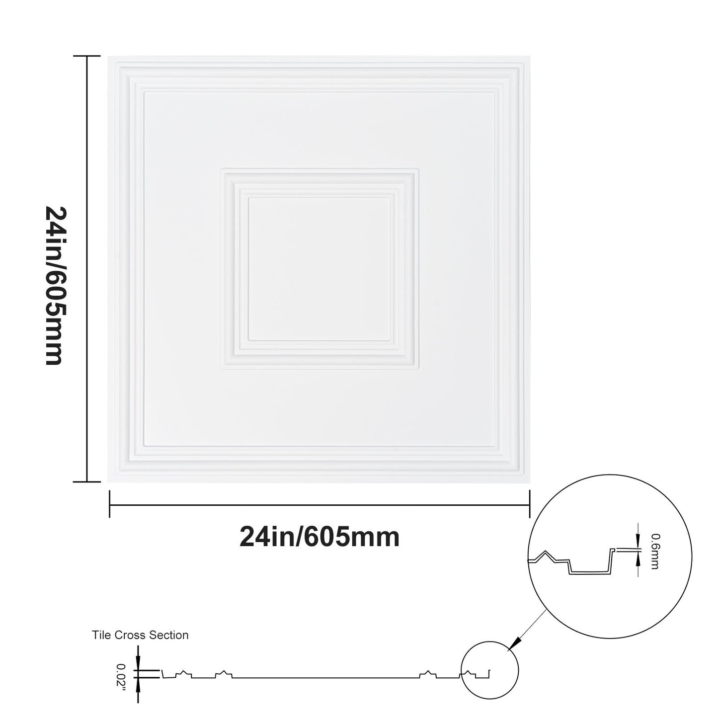 Ceiling Tiles 12-Pack 24 x 24 in PVC Easy Installation White Geometric V952-THBZPVCB12J2BINQSV0