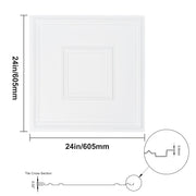 Ceiling Tiles 12-Pack 24 x 24 in PVC Easy Installation White Geometric V952-THBZPVCB12J2BINQSV0