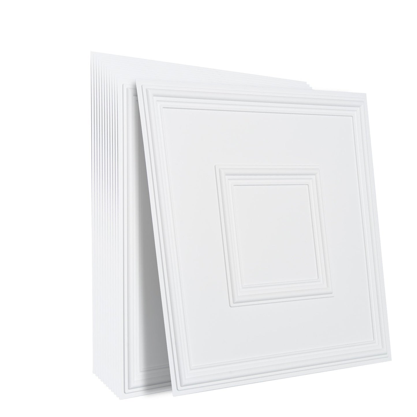 Ceiling Tiles 12-Pack 24 x 24 in PVC Easy Installation White Geometric V952-THBZPVCB12J2BINQSV0