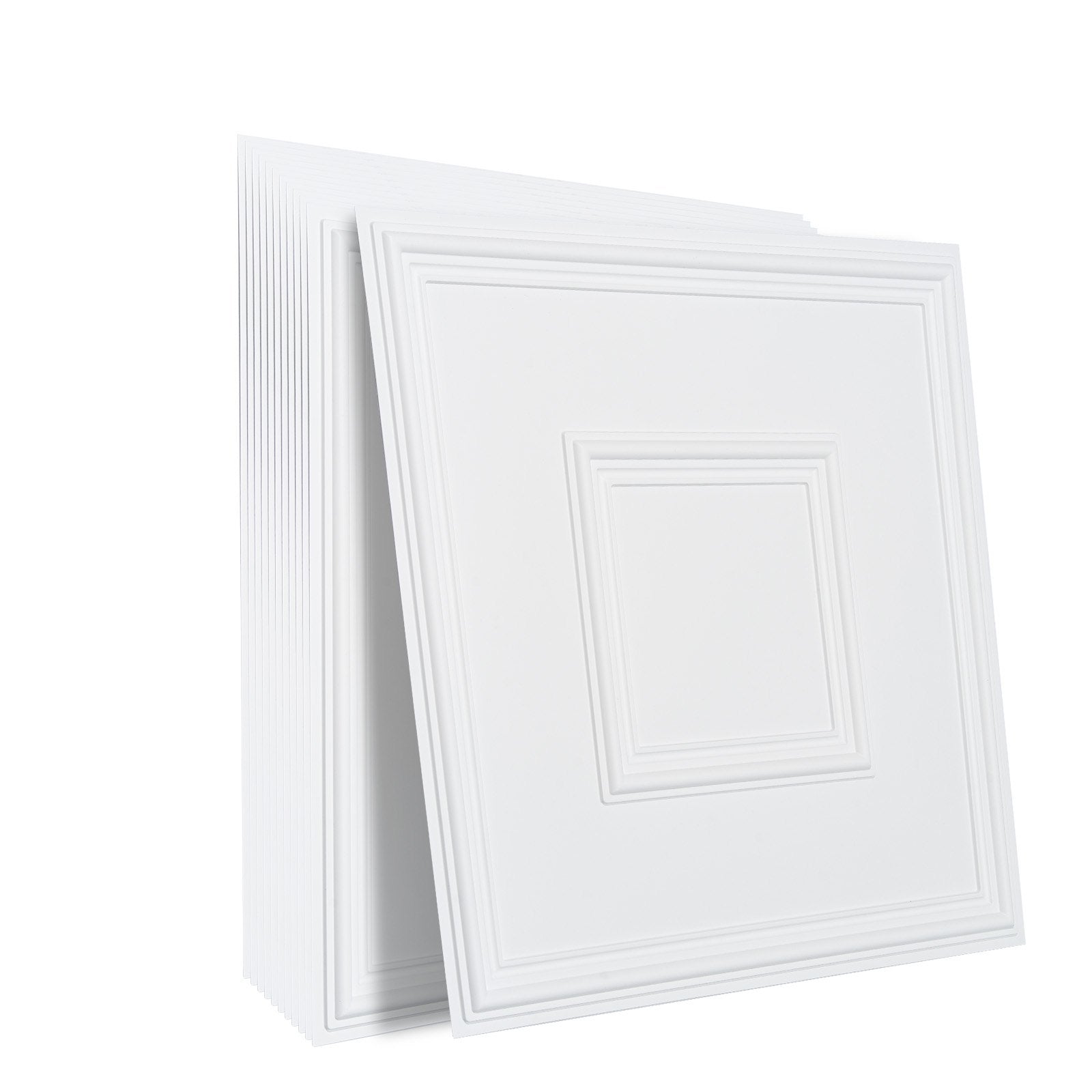 Ceiling Tiles 12-Pack 24 x 24 in PVC Easy Installation White Geometric V952-THBZPVCB12J2BINQSV0