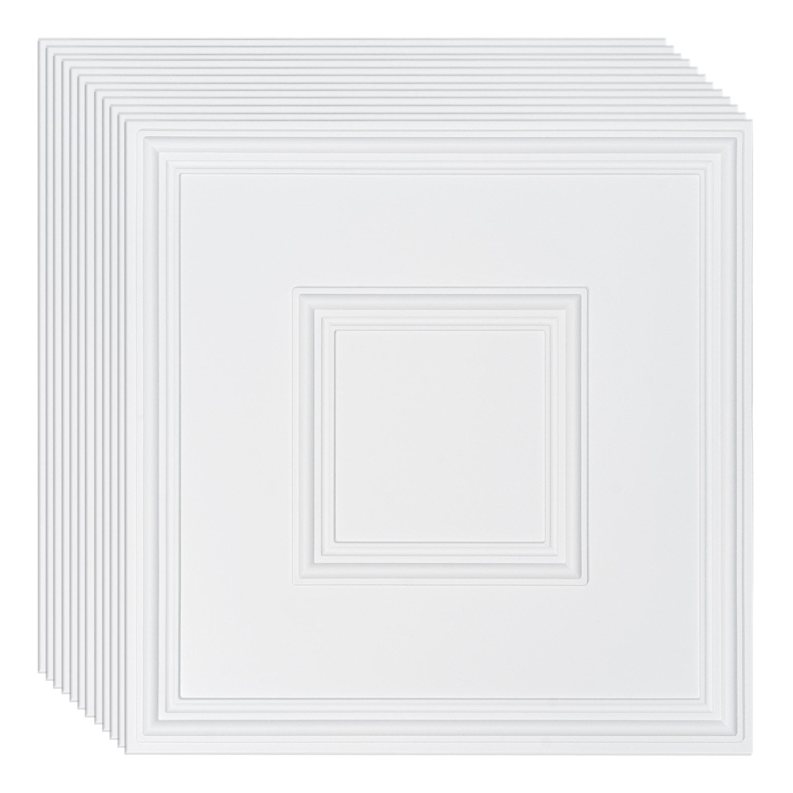Ceiling Tiles 12-Pack 24 x 24 in PVC Easy Installation White Geometric V952-THBZPVCB12J2BINQSV0