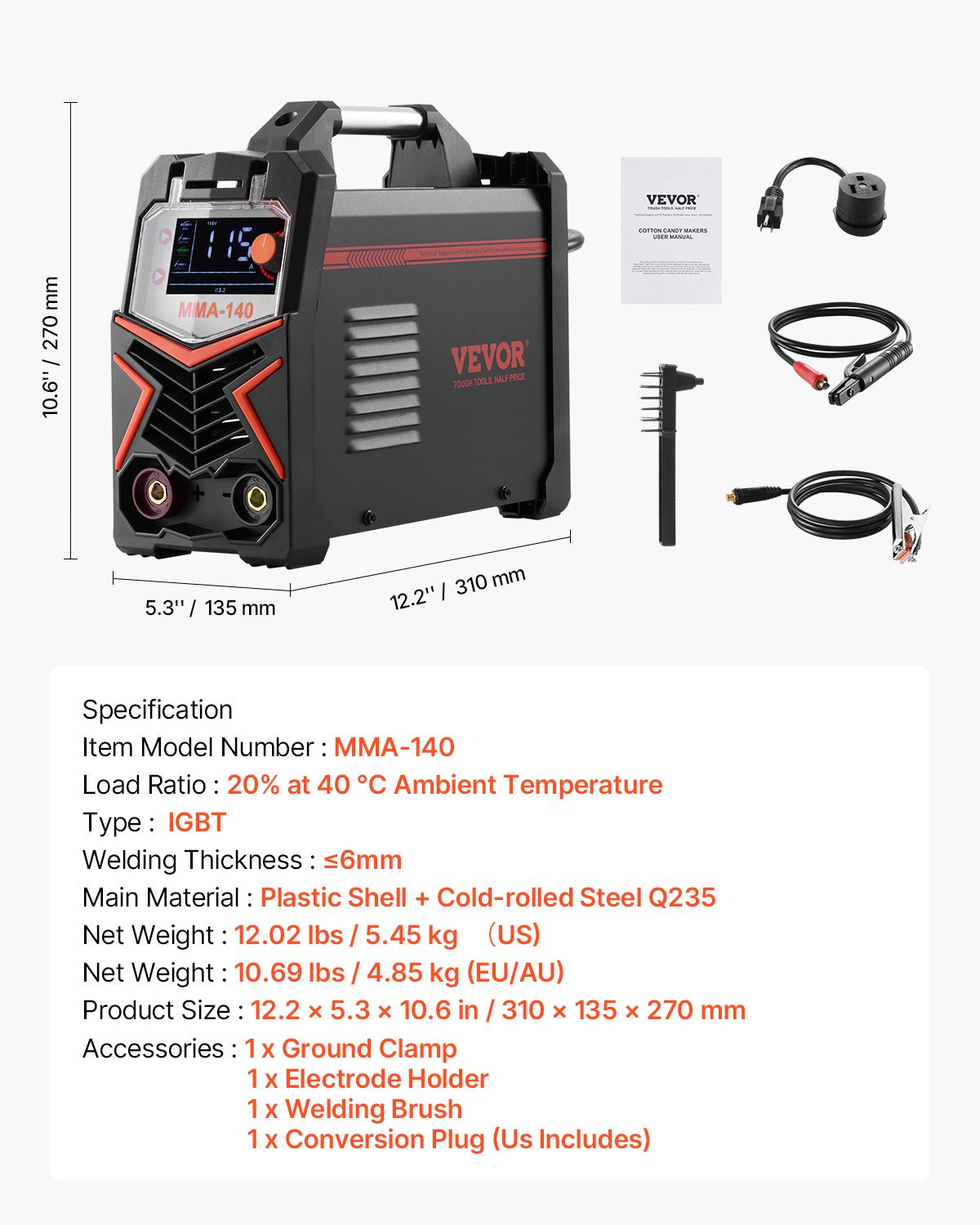 TIG Welder 4-In-1 Welding Machine Pulse MMA Lift STICK IGBT Inverter LED V952-TIGHJ140ASHYARAY5V3