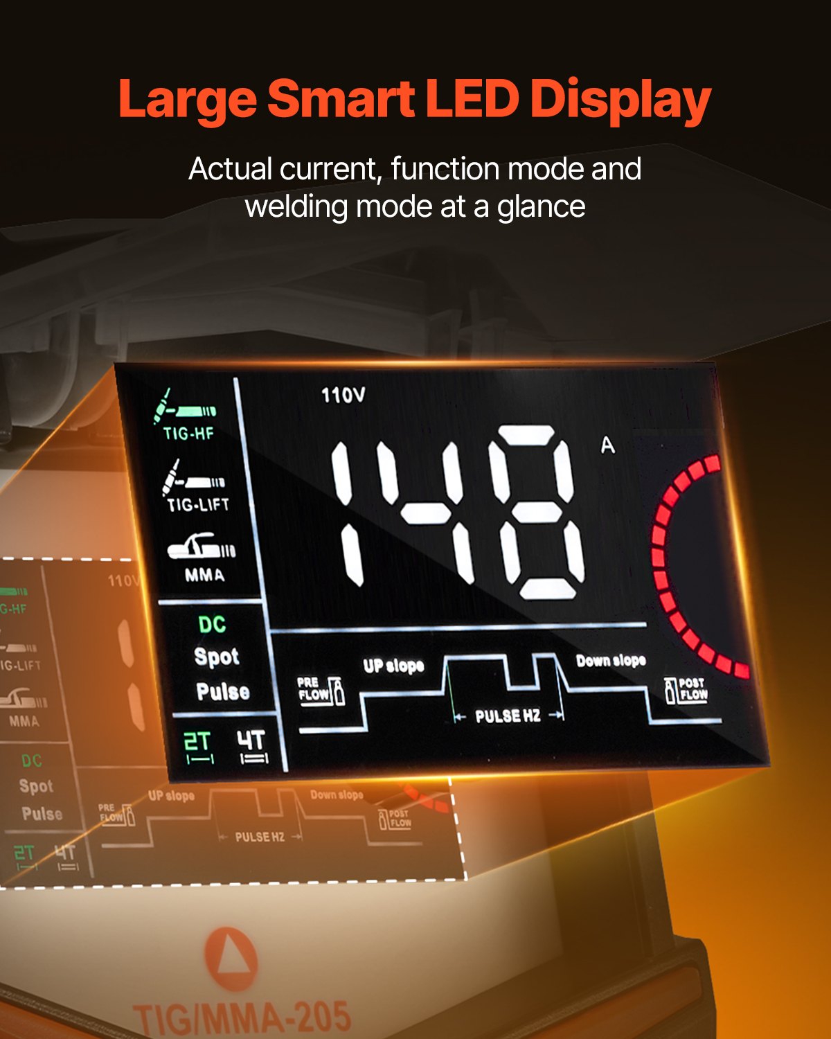TIG Welder, 205A 3-In-1 Welding Machine (Large LED Display)- DC TIG/DC Pulse TIG/MMA(Stick), Electric Welder V952-TIGHJ205ASHYNKSKKV3