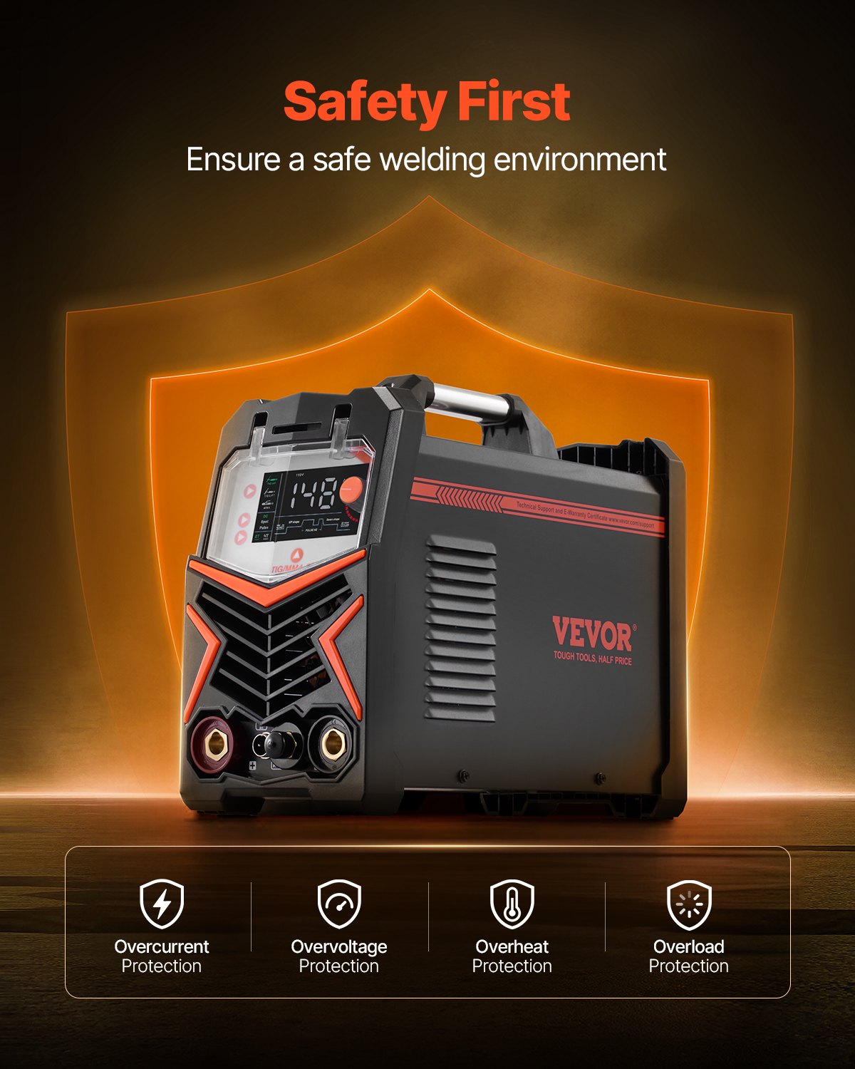 TIG Welder, 205A 3-In-1 Welding Machine (Large LED Display)- DC TIG/DC Pulse TIG/MMA(Stick), Electric Welder V952-TIGHJ205ASHYNKSKKV3