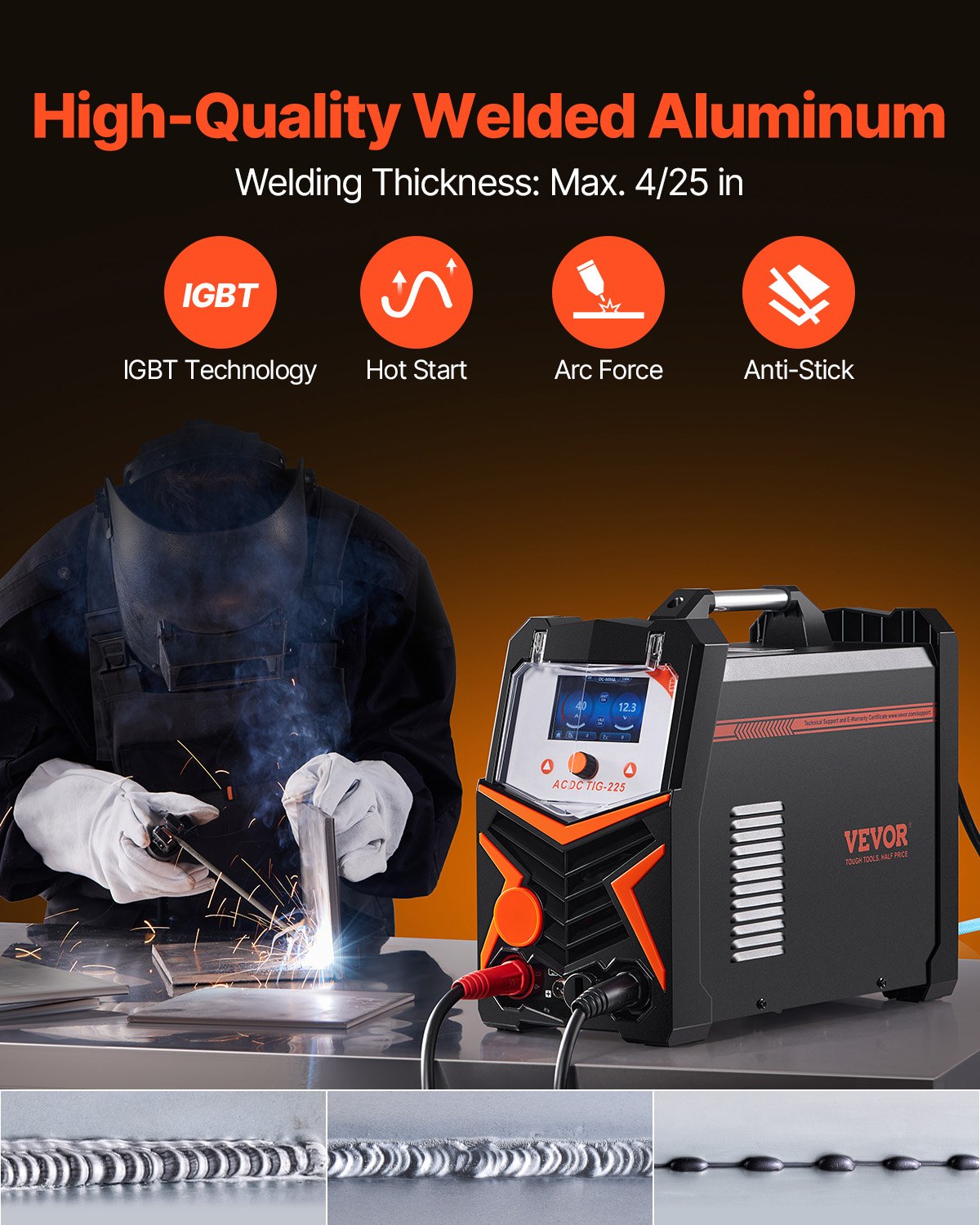 TIG Welder 6-In-1 AC/DC Welding Machine Pulse Spot MMA Stick IGBT Inverter V952-TIGHJ225AWHY3YV00V3