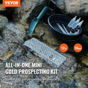 Gold Panning Kit With Mini Sluice Box, 12" Aluminum Gold Mining Equipment, 16 PCS Gold Prospecting Kit with V952-TJC12YC35YCL576TXV0