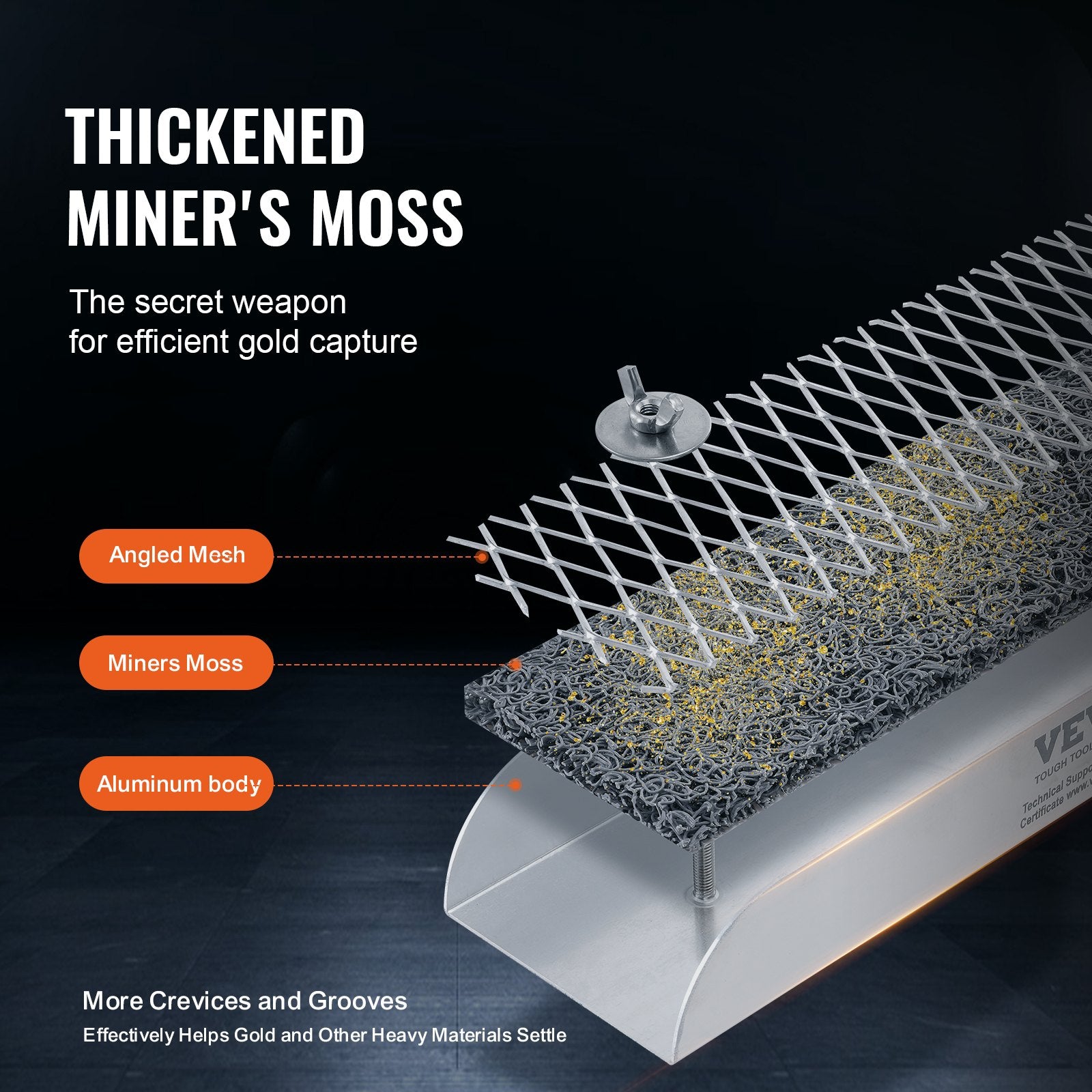 Gold Panning Kit With Mini Sluice Box, 12" Aluminum Gold Mining Equipment, 16 PCS Gold Prospecting Kit with V952-TJC12YC35YCL576TXV0
