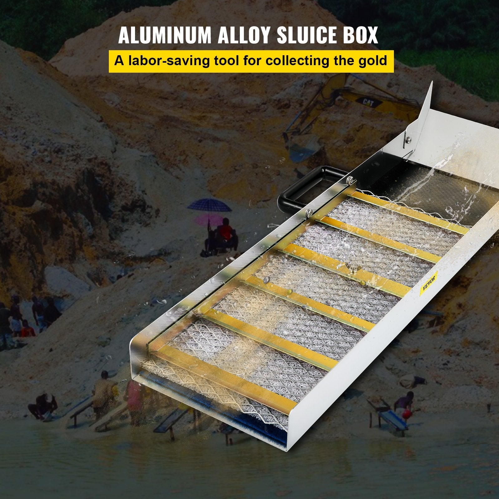 Aluminum Alloy Sluice Box, Compact 36" Mini Sluice Boxes for Gold, Lightweight Gold Sluice Equipment, V952-TJGJJSLCX36MKK3D2V0