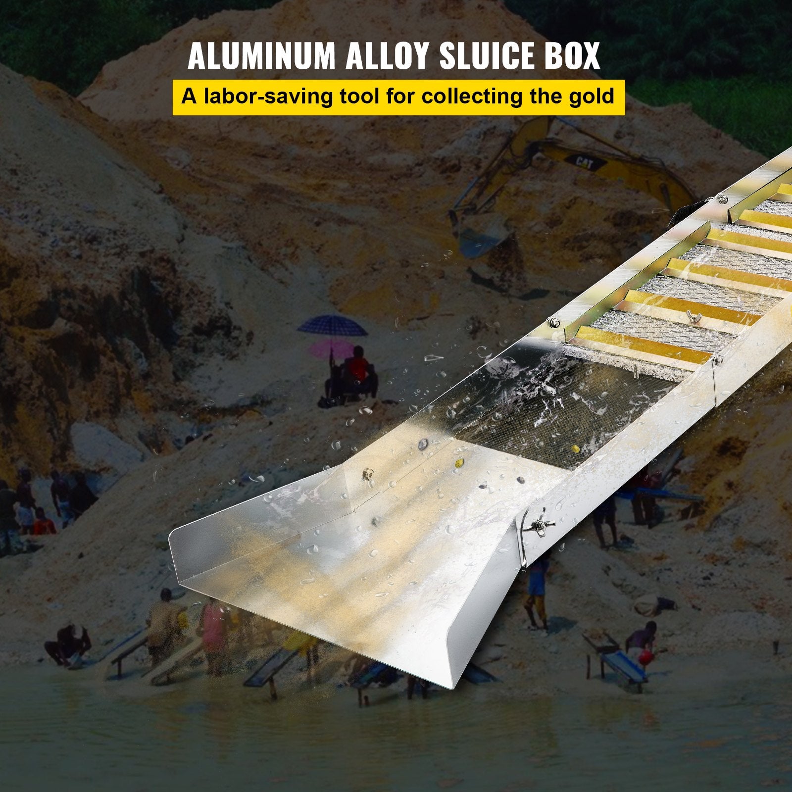 Folding Aluminum Alloy Sluice Box, Compact 50" Sluice Boxes for Gold, Lightweight Gold Sluice Equipment, V952-TJGJJSZDLCX508DSSV0