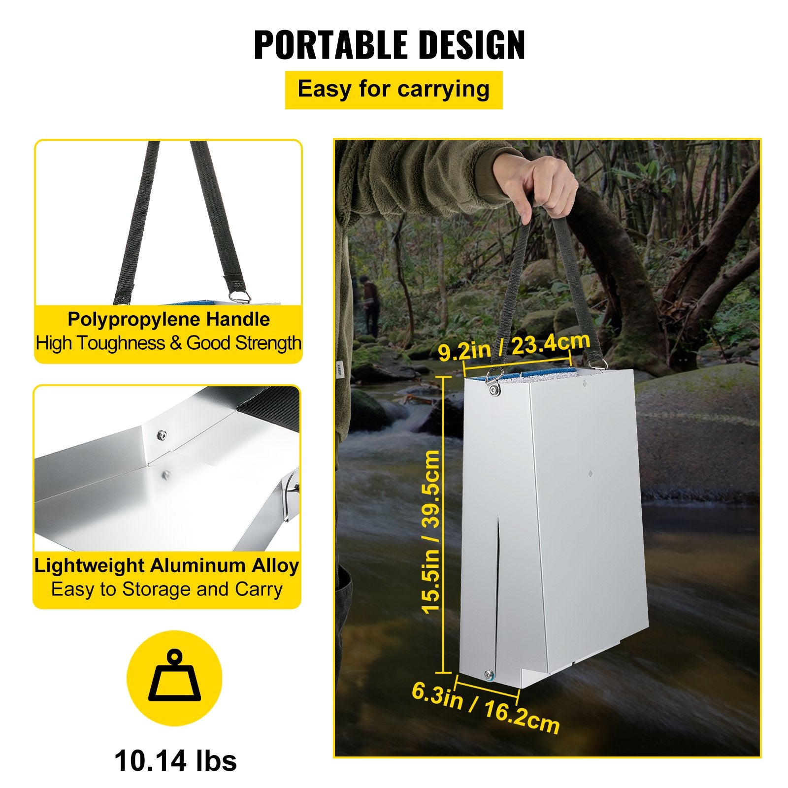 Folding Aluminum Alloy Sluice Box, Compact 50" Sluice Boxes for Gold, Lightweight Gold Sluice Equipment, V952-TJGJJSZDLCX508DSSV0