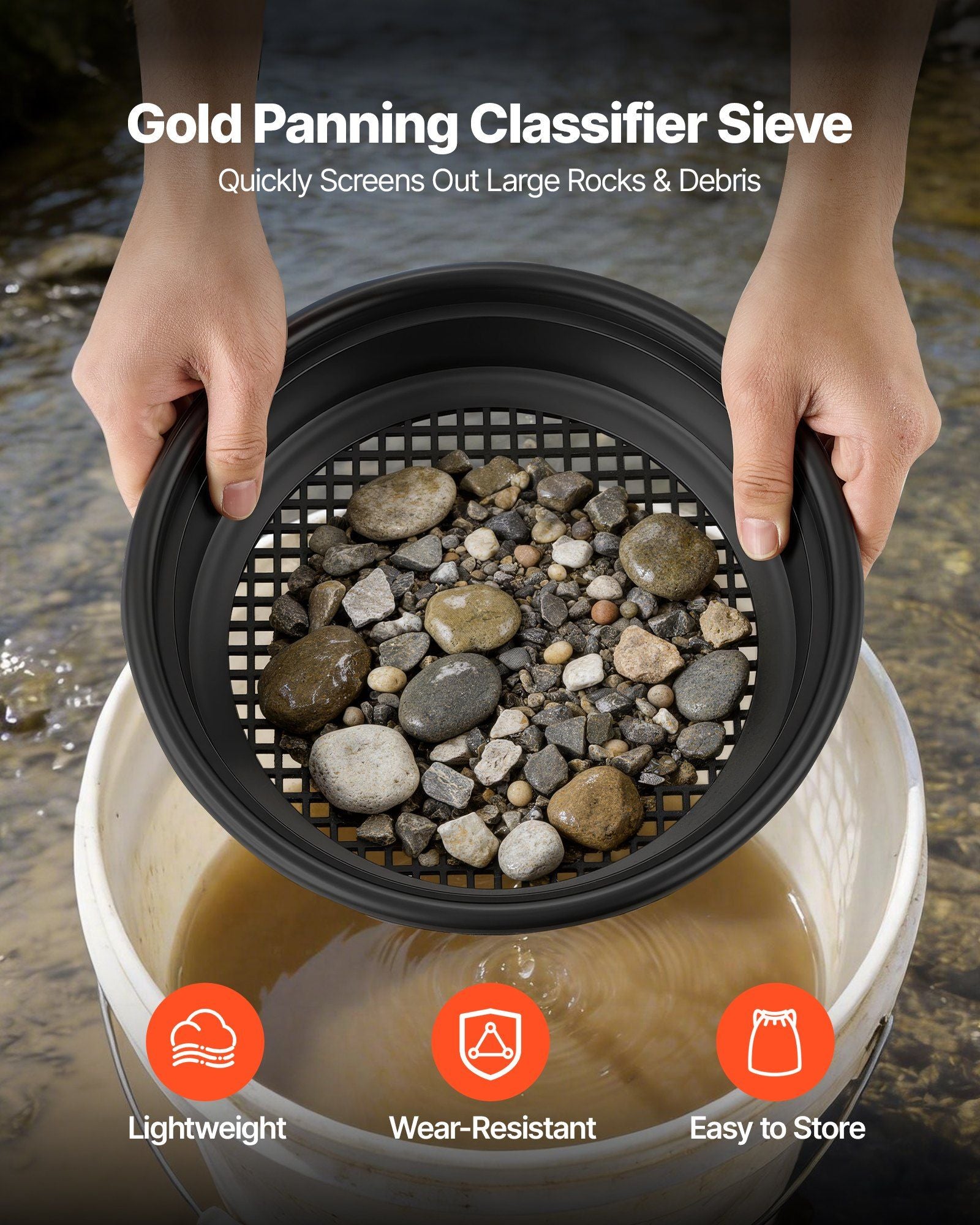 Gold Panning Kit, 254 mm and 355 mm Pans, 19 PCS Portable Prospecting Equipment Kit with Classifier Sieves, V952-TJPTZ1014INC4MEVK001V0