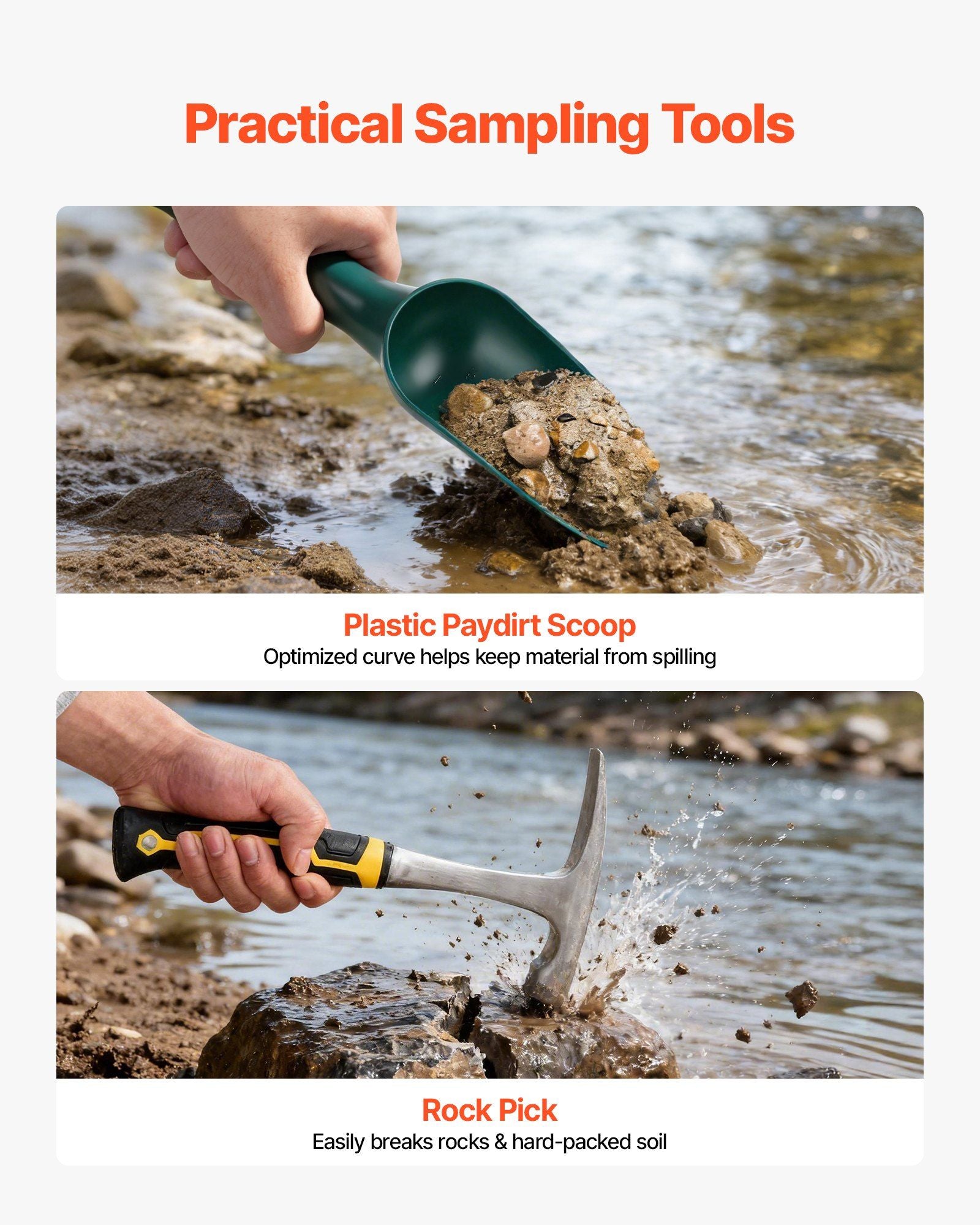 Gold Panning Kit, 254 mm and 355 mm Pans, 19 PCS Portable Prospecting Equipment Kit with Classifier Sieves, V952-TJPTZ1014INC4MEVK001V0