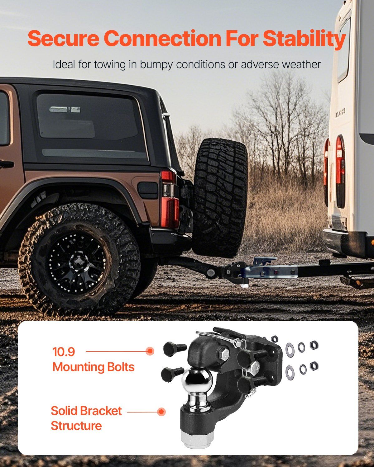 Pintle Hook, 9070 kg Towing Capacity, Trailer Hitches Receiver Hook Combination 50.4 mm Hitch Ball, Fits for V952-TJXHTGDGQ2INLAH50V0