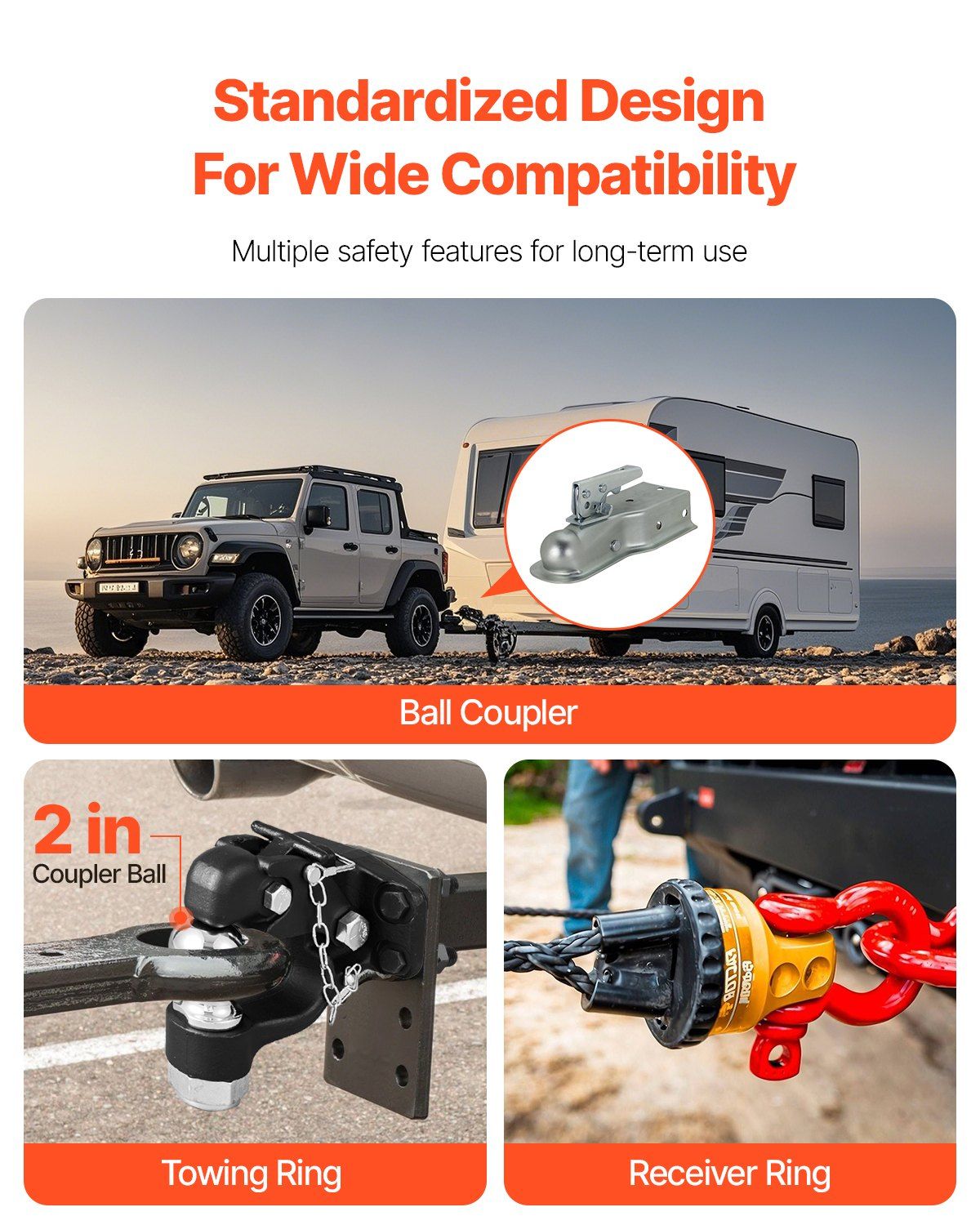 Pintle Hook, 9070 kg Towing Capacity, Trailer Hitches Receiver Hook Combination 50.4 mm Hitch Ball, Fits for V952-TJXHTGDGQ2INLAH50V0