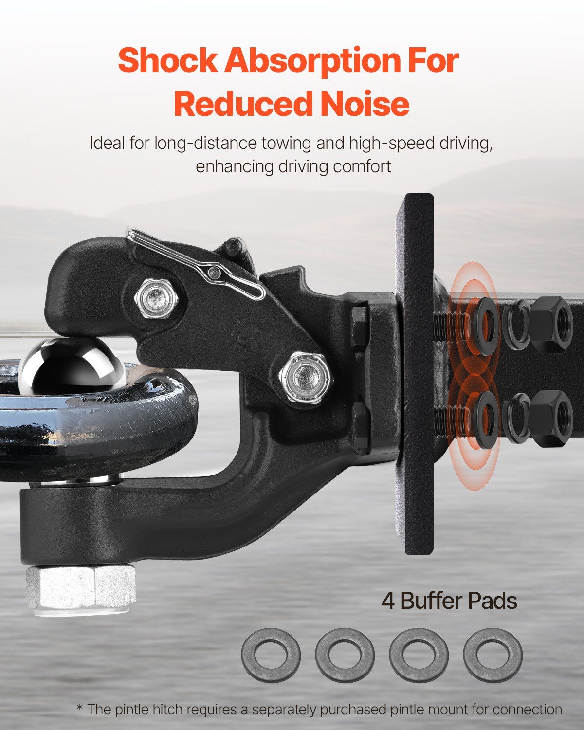 Pintle Hook, 9070 kg Towing Capacity, Trailer Hitches Receiver Hook Combination 50.4 mm Hitch Ball, Fits for V952-TJXHTGDGQ2INLAH50V0