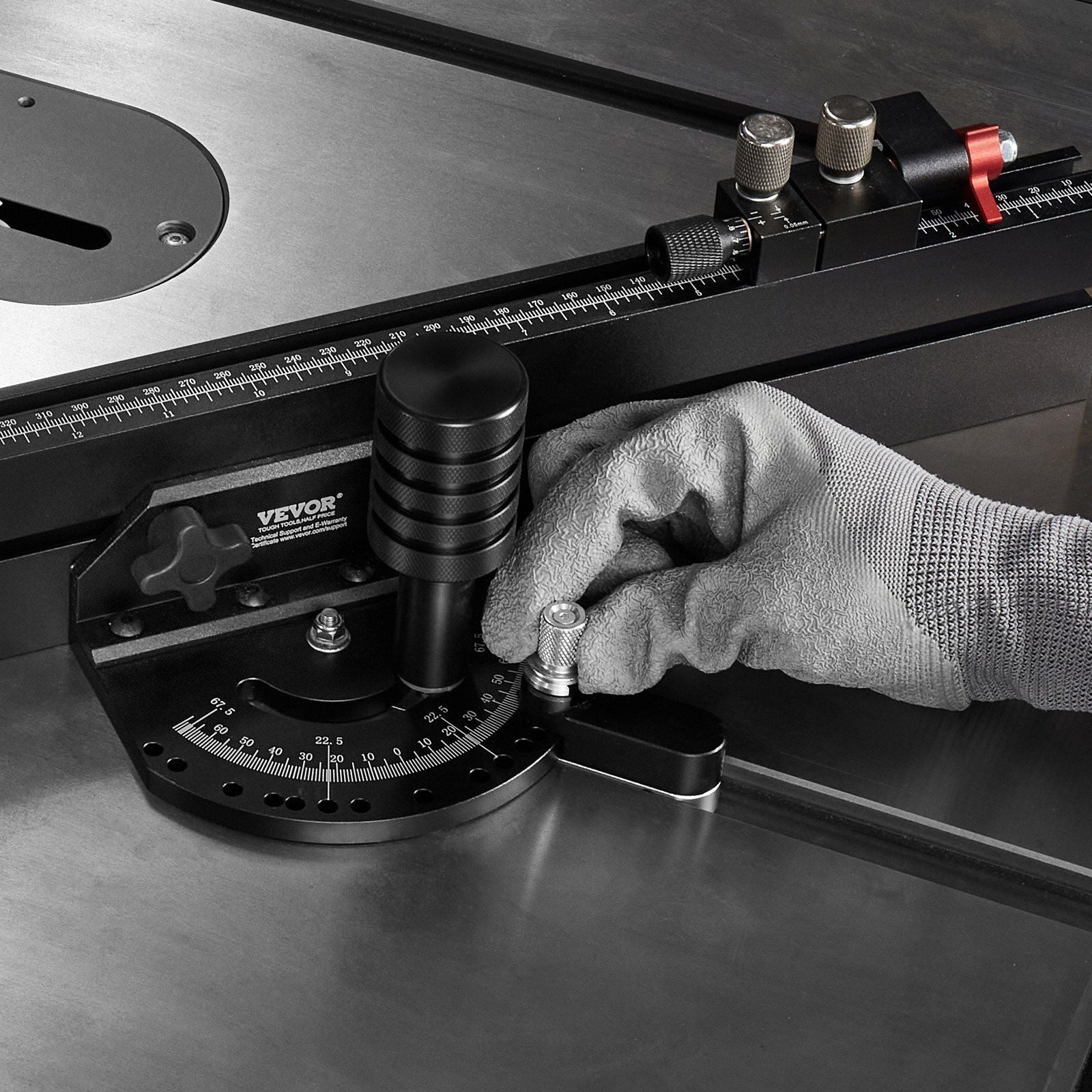 Precision Miter Gauge, Standard Slot 19 x 9.5 mm, Aluminum Alloy Table Saw Miter Gauge with 61 cm Grating 15 V952-TJXQGDKS6060DGXZUV0