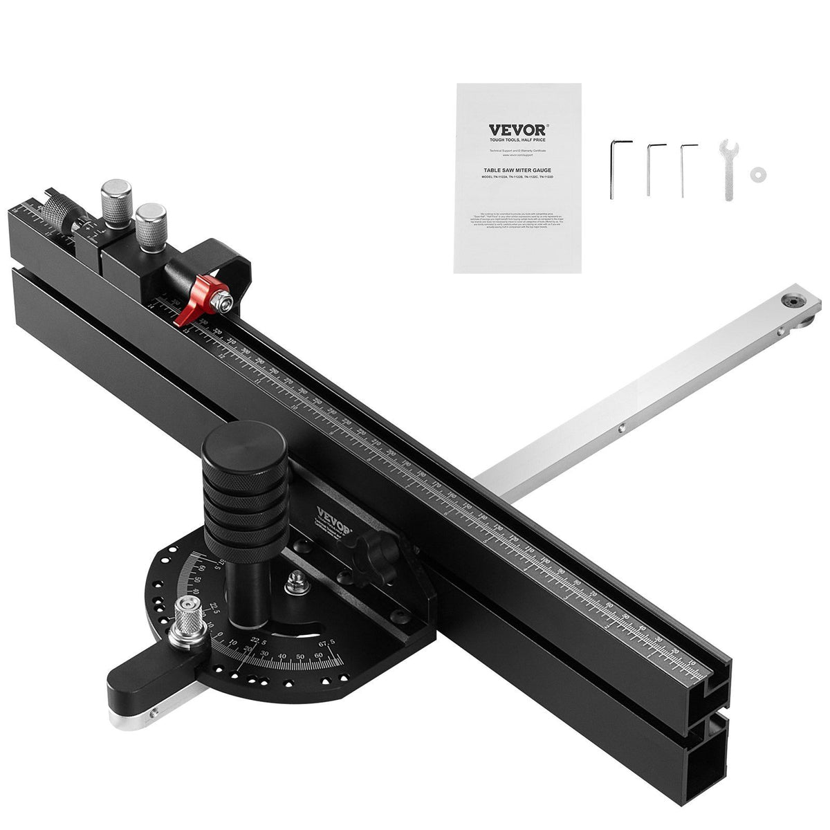 Precision Miter Gauge, Standard Slot 19 x 9.5 mm, Aluminum Alloy Table Saw Miter Gauge with 45.7 cm Grating V952-TJXQGDKS6060PEAL5V0