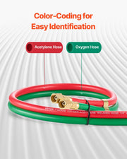 Oxygen Acetylene Hose, 1/4-Inch x 15FT Oxy Acetylene Hose with 9/16"-18 B Fitting, 300PSI T Grade Welding V952-TJYYGHJRGMG1I4T63V0