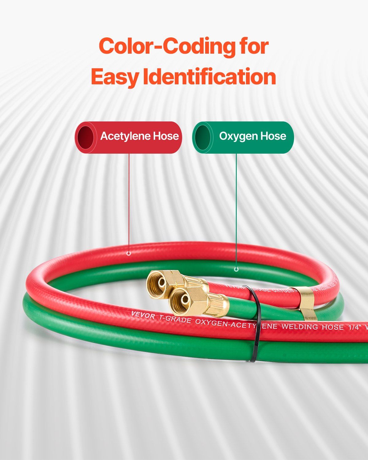 Oxygen Acetylene Hose, 1/4-Inch x 15FT Oxy Acetylene Hose with 9/16"-18 B Fitting, 300PSI T Grade Welding V952-TJYYGHJRGMG1I4T63V0