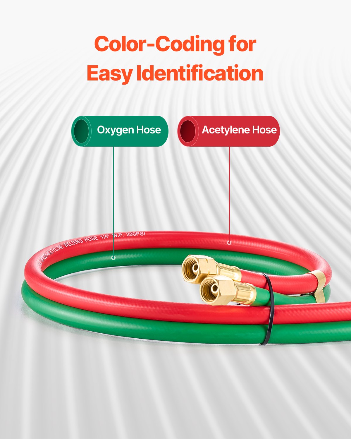 Oxygen Acetylene Hose, 1/4-Inch x 25FT Oxy Acetylene Hose with 9/16"-18 B Fitting, 300PSI T Grade Welding V952-TJYYGHJRGMG2RD7J9V0
