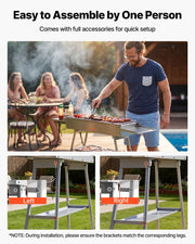 Foldable Charcoal Grill, 0.16 m2 Portable Charcoal Barbecue Grill with Liftable Charcoal Tray & Side Tables, V952-TLCTZDKZTKBXI2GZV001V0