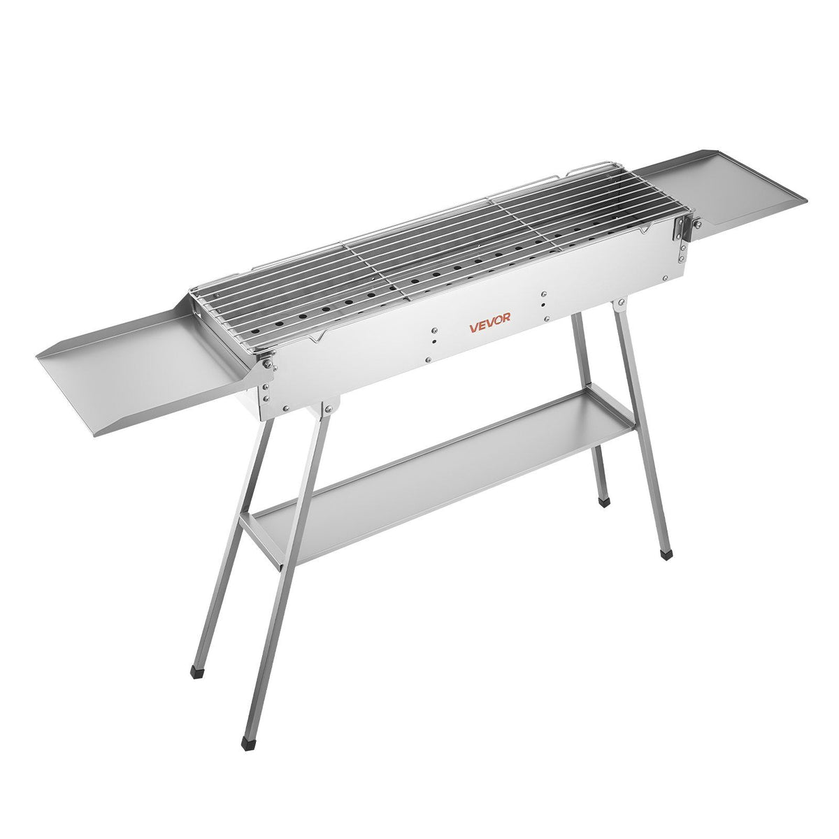 Foldable Charcoal Grill, 0.16 m2 Portable Charcoal Barbecue Grill with Liftable Charcoal Tray & Side Tables, V952-TLCTZDKZTKBXI2GZV001V0