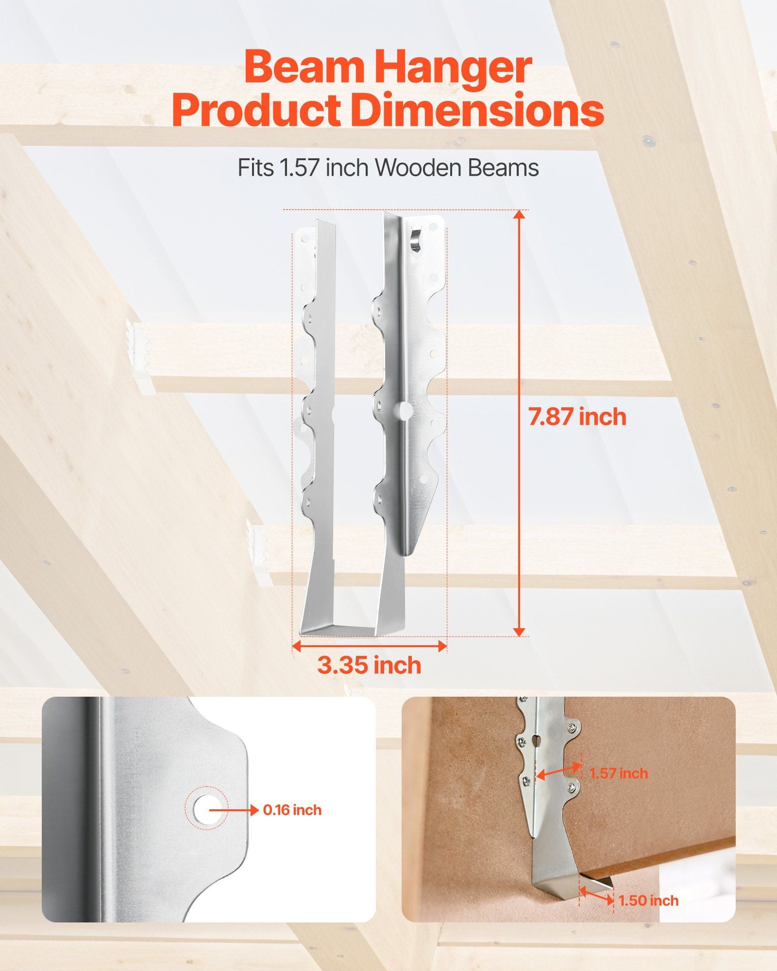 50 Pcs Joist Hanger, Inner Dimensions 1.57 x 1.50 x 7.83 inch / 40 x 38 x 199 mm, Rafter Hurricane Ties Joist V952-TLDJ210INCH5HCMQL001V0