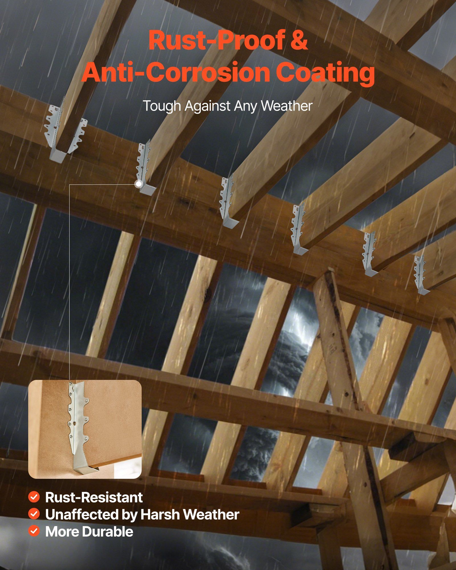 50 Pcs Joist Hanger, Inner Dimensions 1.57 x 1.50 x 7.83 inch / 40 x 38 x 199 mm, Rafter Hurricane Ties Joist V952-TLDJ210INCH5HCMQL001V0