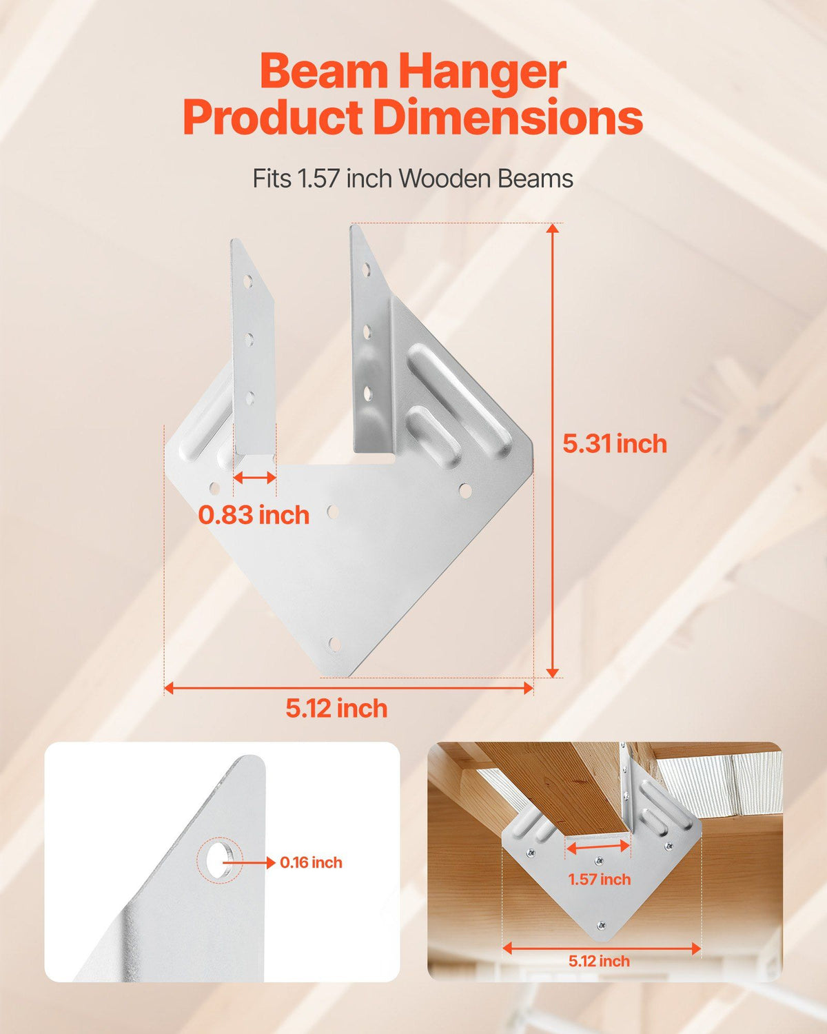 Hurricane Ties for Rafter, Inner Size 5.31x1.57x2.48 in / 135x40x63 mm, Heavy Duty Hurricane Straps, Heavy V952-TLDJ2XINCH25O5NJK001V0