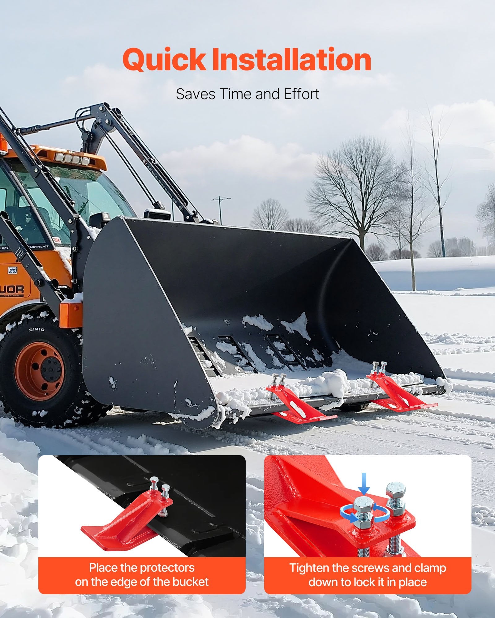 Tractor Bucket Protector, 2PCS Heavy Duty Steel Bucket Edge Protectors, Edge Tamer Anti-Skid Device with V952-TLJCDBHQLJZS95I4C001V0