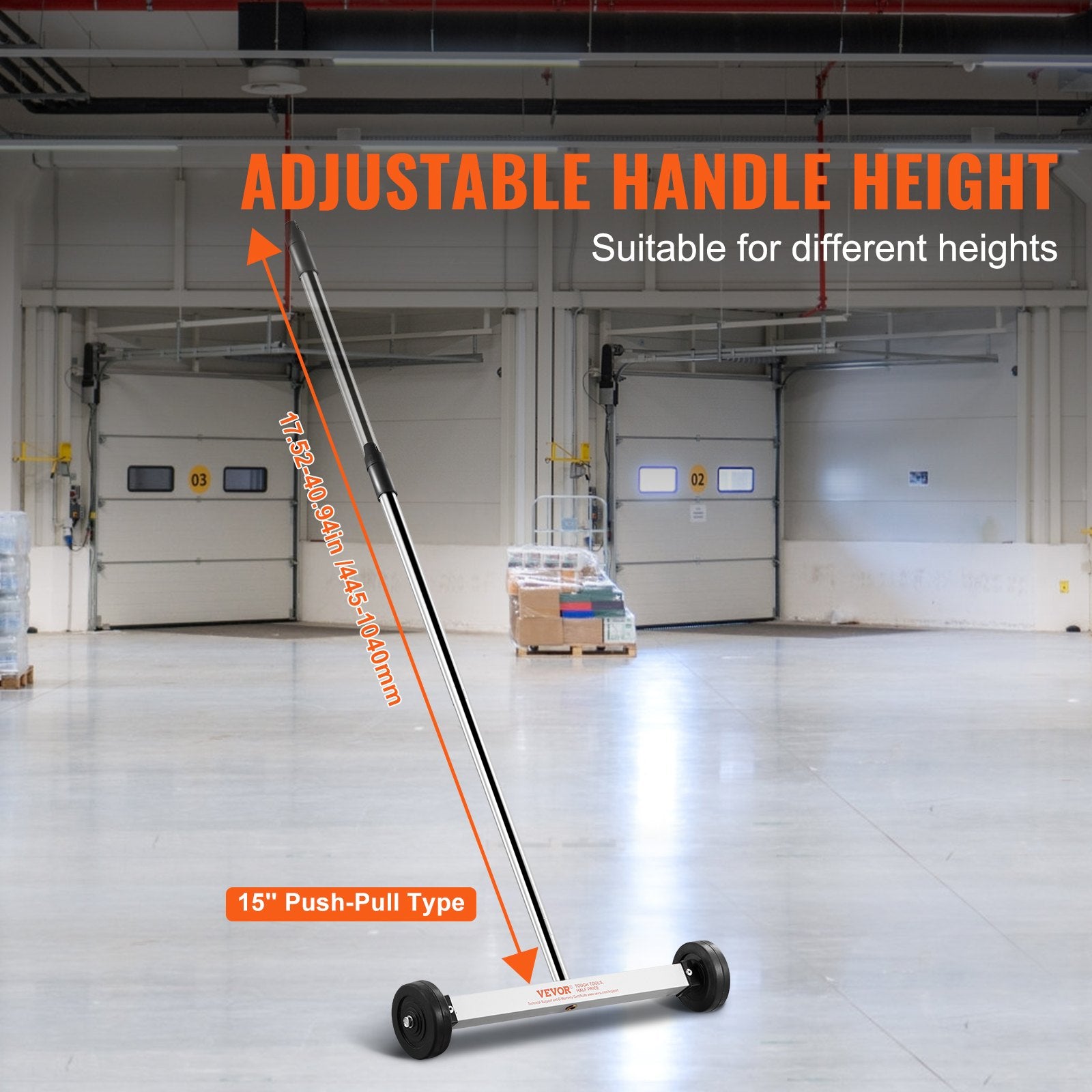 Magnetic Sweeper with Wheels, 15inch Mini Magnetic Sweeper, 8 lbs Capacity, Adjustable Handle, Lightweight V952-TLSCXQSQ15INAV9IEV0