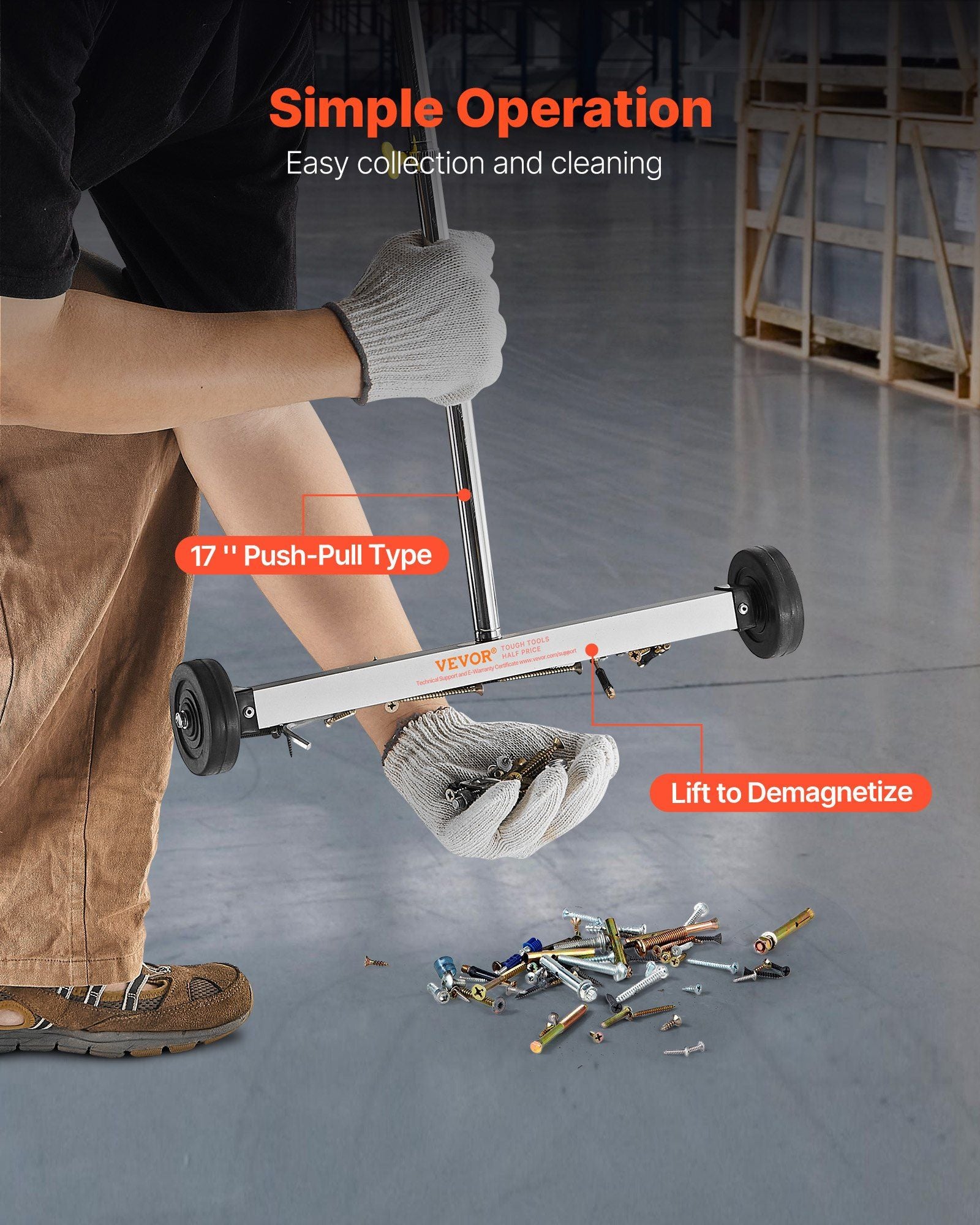 Magnetic Sweeper with Wheels, 43 cm, 4.5 kg Load Capacity, Lightweight Magnetic Pickup Sweeper with V952-TLSCXQSQ17INCXRNS001V0
