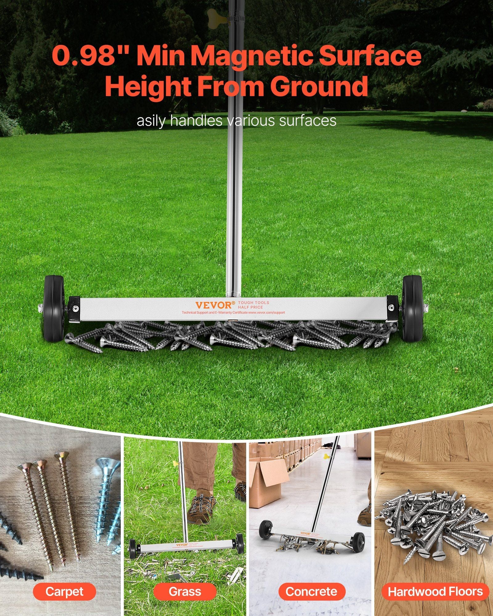 Magnetic Sweeper with Wheels, 43 cm, 4.5 kg Load Capacity, Lightweight Magnetic Pickup Sweeper with V952-TLSCXQSQ17INCXRNS001V0