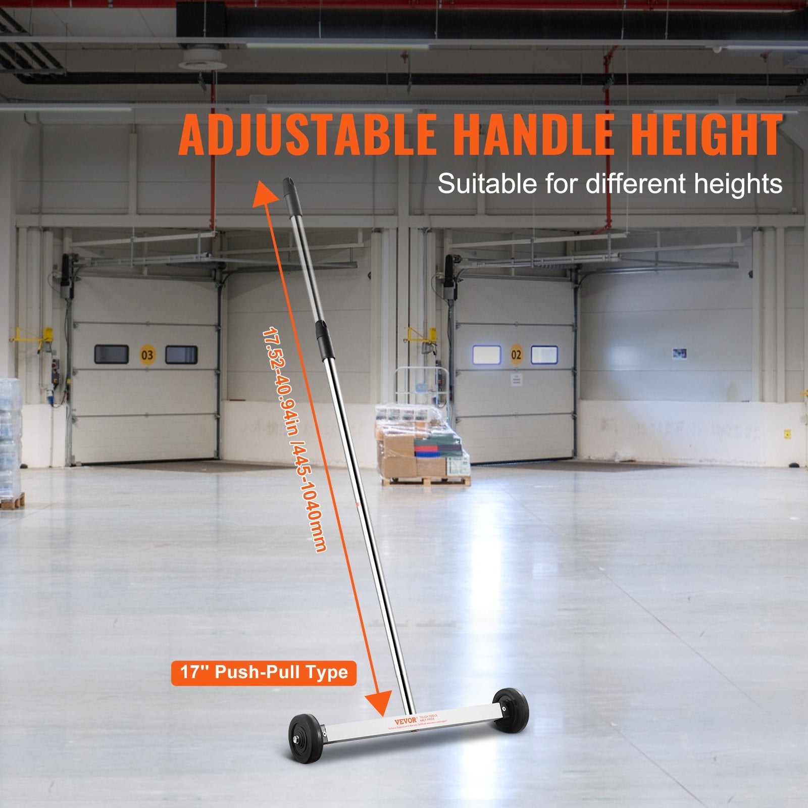Magnetic Sweeper with Wheels, 17inch Mini Magnetic Sweeper, 10 lbs Capacity, Adjustable Handle, Lightweight V952-TLSCXQSQ17INV4NSQV0