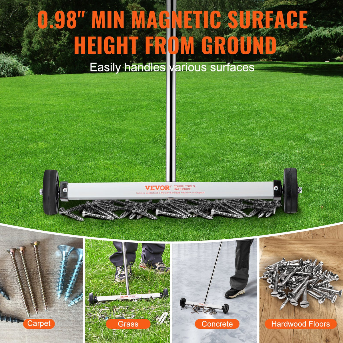 Magnetic Sweeper with Wheels, 17inch Mini Magnetic Sweeper, 10 lbs Capacity, Adjustable Handle, Lightweight V952-TLSCXQSQ17INV4NSQV0