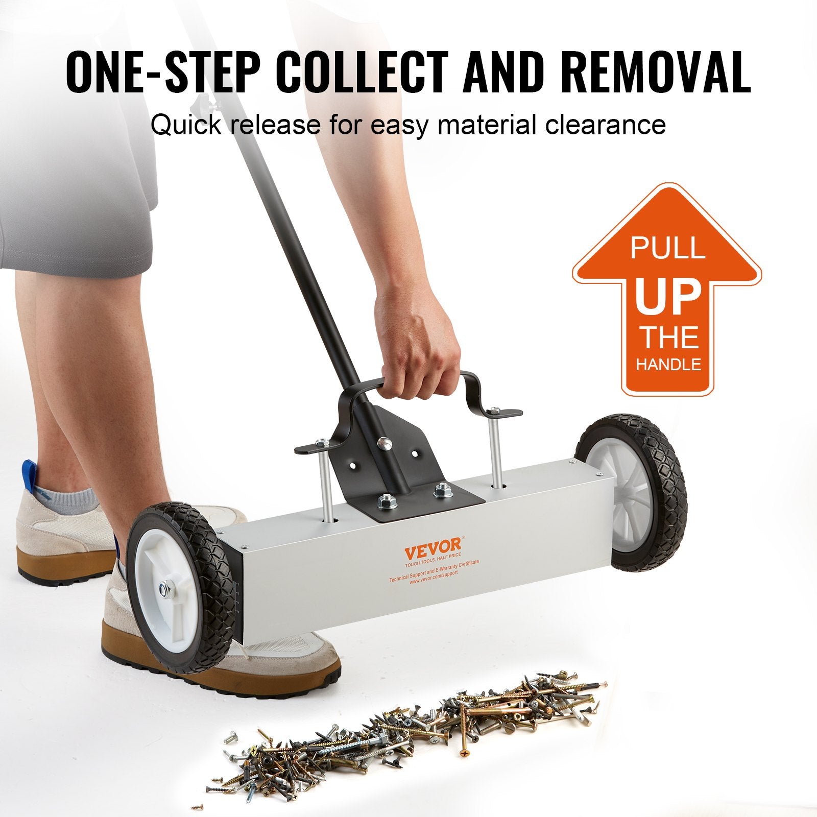 Rolling Magnetic Sweeper with Wheels, Push-Type Magnetic Pick Up Sweeper, Large Magnet Pickup Lawn Sweeper, V952-TLSCXQSQT1845AO8ZV0