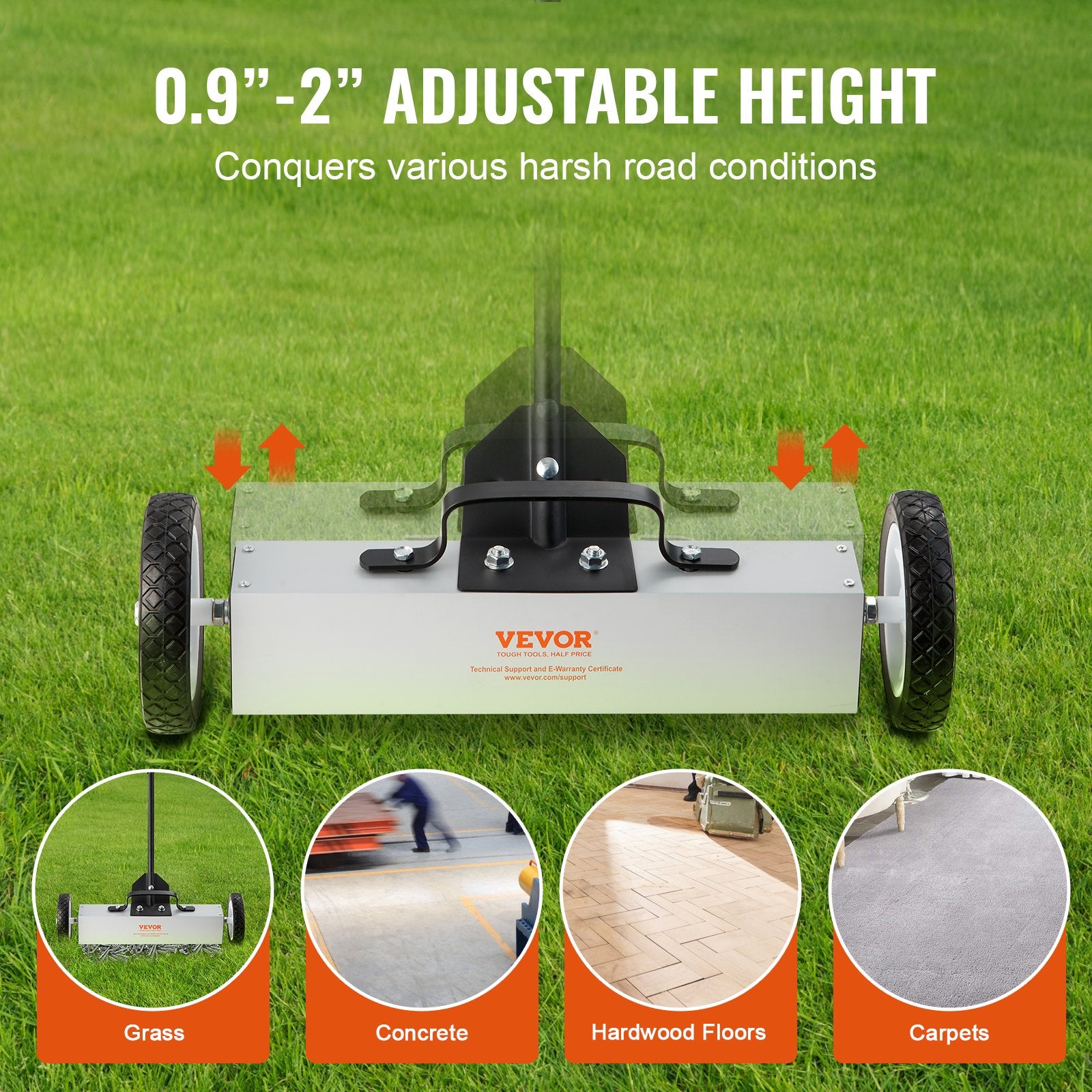 Rolling Magnetic Sweeper with Wheels, Push-Type Magnetic Pick Up Sweeper, Large Magnet Pickup Lawn Sweeper, V952-TLSCXQSQT1845AO8ZV0
