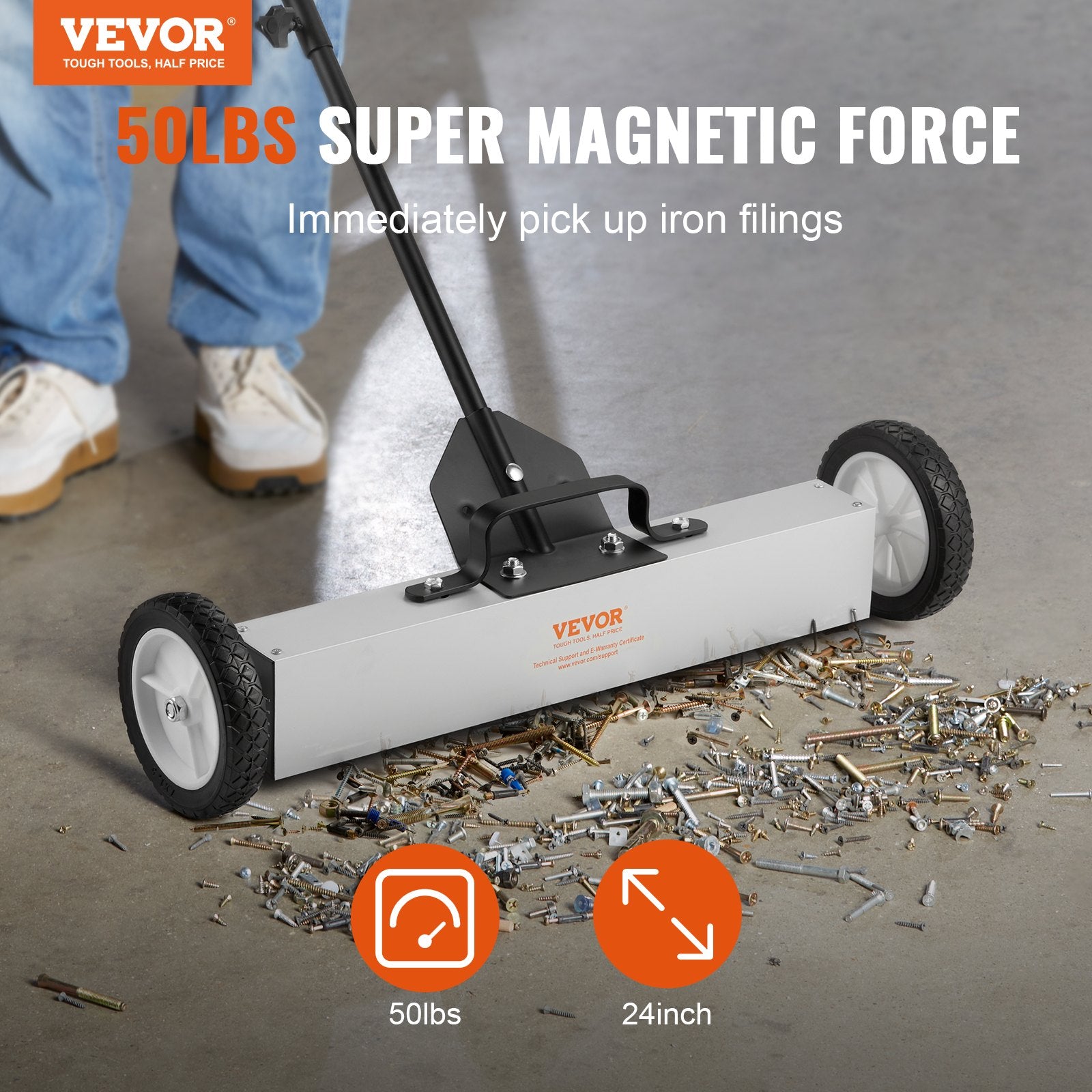 22.6 kg Rolling Magnetic Sweeper with Wheels, Push-Type Magnetic Pick Up Sweeper, Large Magnet Pickup Lawn V952-TLSCXQSQT2450BUQBV0