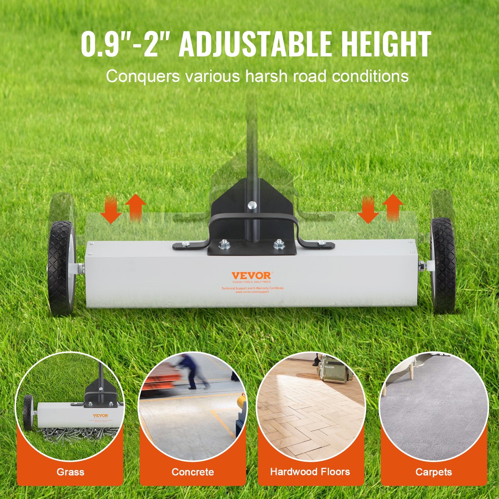 22.6 kg Rolling Magnetic Sweeper with Wheels, Push-Type Magnetic Pick Up Sweeper, Large Magnet Pickup Lawn V952-TLSCXQSQT2450BUQBV0