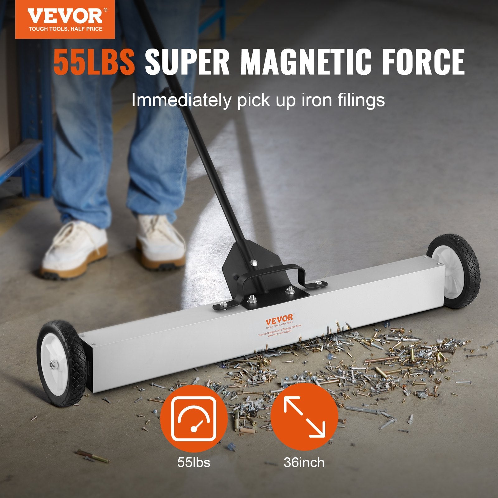 24.9 kg Rolling Magnetic Sweeper with Wheels,Push-Type Magnetic Pick Up Sweeper, Large Magnet Pickup Lawn V952-TLSCXQSQT36558SE0V0