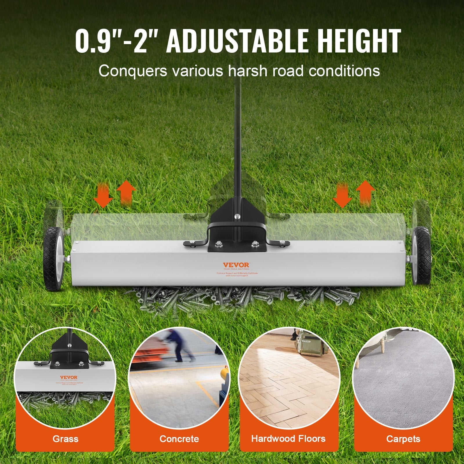 24.9 kg Rolling Magnetic Sweeper with Wheels,Push-Type Magnetic Pick Up Sweeper, Large Magnet Pickup Lawn V952-TLSCXQSQT36558SE0V0