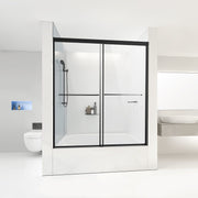 Bathtub Shower Door, 1422-1524 mm x 1524 mm, Semi-Frameless Double Sliding Tub Door, Semi-Frameless Bypass V952-TLYGM60W62HIYDJ1GV0