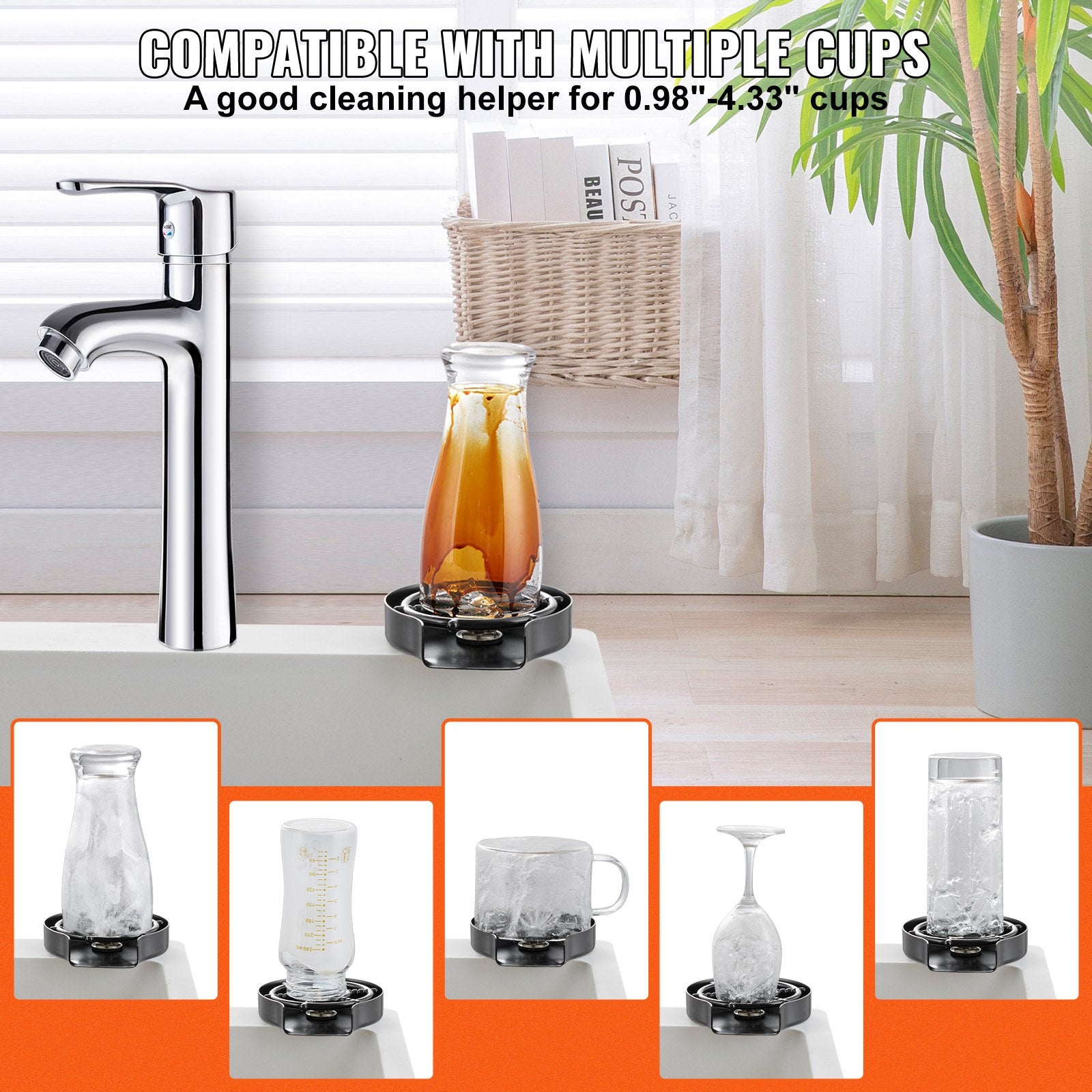 Glass Rinser 10-Hole 360 Rotating Stainless Steel Washer ABS Cup Holder V952-TMAZSXBQ304BO2L89V0