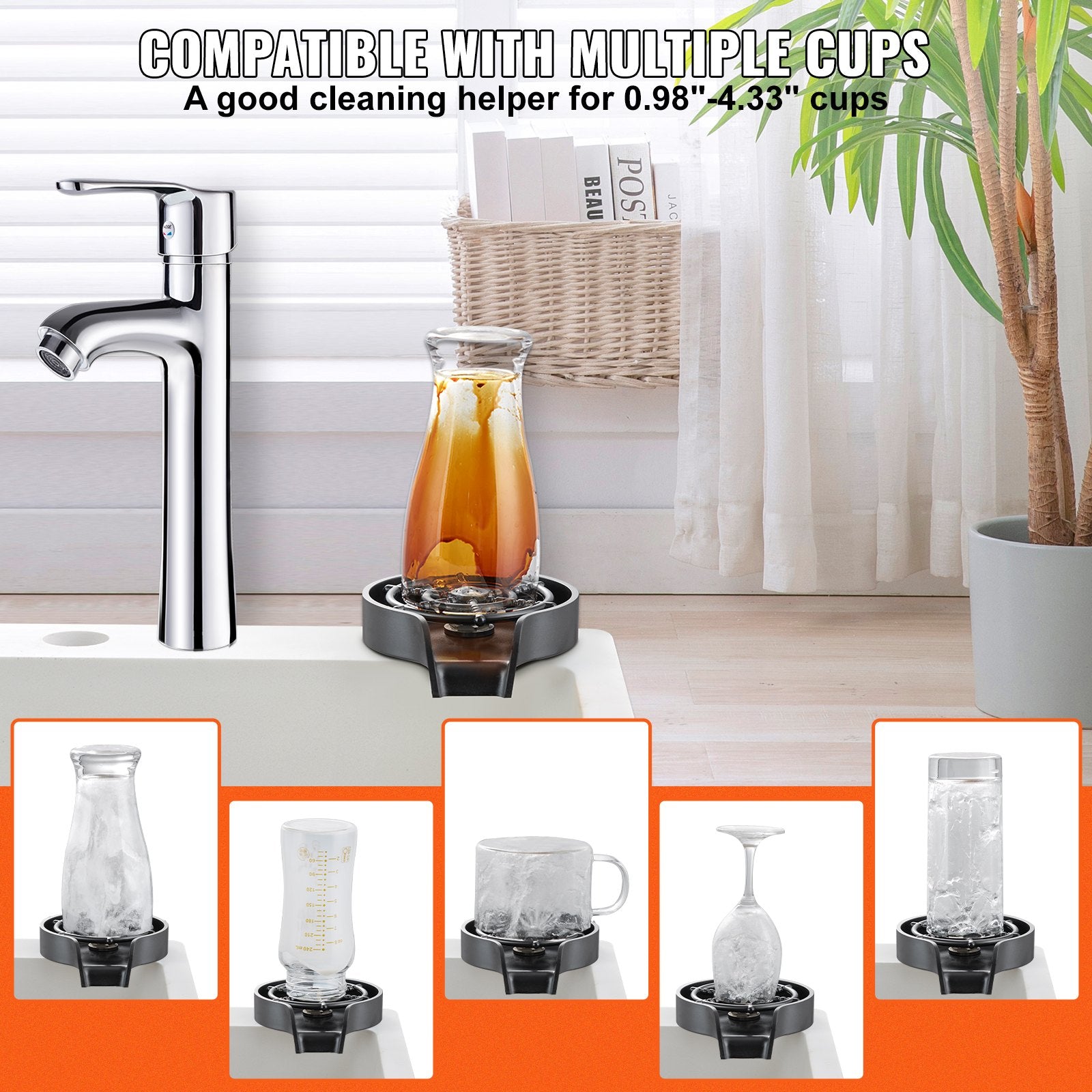 Glass Rinser, 10 Powerful Spraying Jets Rotating Cup Rinser for Sink, Wearproof ABS Kitchen Sink Faucet Cup V952-TMAZSXBQABSDD1Q4LV0